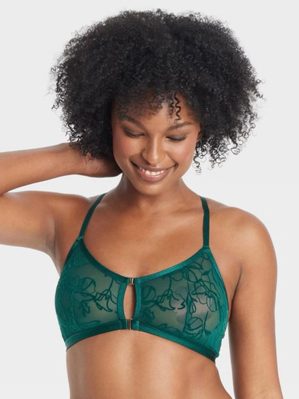 Auden Unlined Bralette Wireless Green Velvet Bra Size XXL women’s
